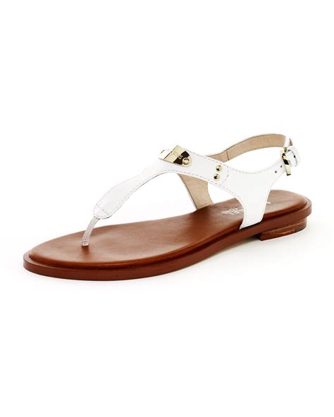 michael kors plate thong sandals white|michael kors genuine leather sandals.